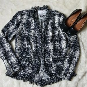 Carol Anderson Fringe Tweed Jacket blk/wht- Size 4